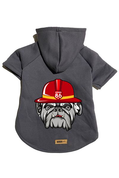 Monopetz Hooded Fleece Sweatshirt Dog And Cat Outfit & Dress - Anthracite Firemen