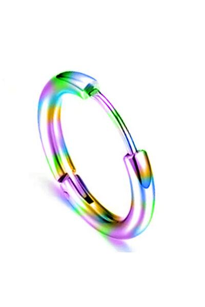 TREND COLLECTİON Unisex Cerrahi Çelik Gökkuşağı Renk 12 Mm Halka Küpe