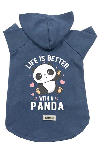 Monopetz Hooded Fleece Sweatshirt Dog And Cat Outfit & Dress - Navy Blue Panda