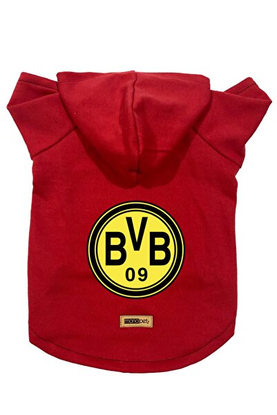 Monopetz سويت شيرت من الصوف بغطاء للرأس ملابس للكلاب والقطط - أحمر بوروسيا دورتموند