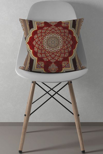 menesahome Green Floral Patterned Throw Pillow - Iran Woven, 43X43Cm