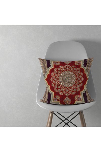 menesahome Green Floral Patterned Throw Pillow - Iran Woven, 43X43Cm