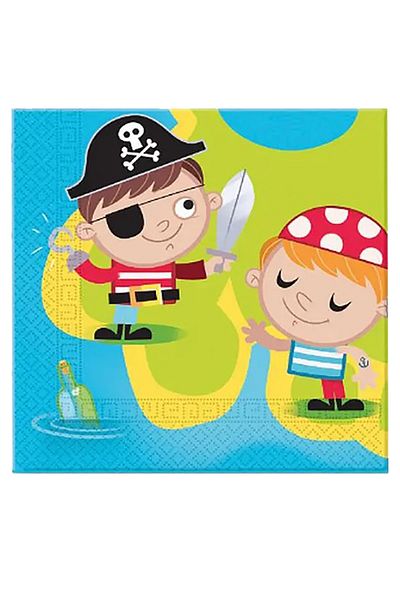Parti dolabı 20 τμχ Cute Pirates Party Napkin Κυνήγι Θησαυρού Pirate Paper Napkin 33x33cm
