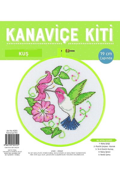 LİLYHOBBYLAND Cross Stitch Etamine Kit with Pulley 19 Cm: Bird