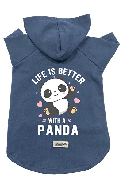 Monopetz سويت شيرت من الصوف بغطاء للرأس ملابس للكلاب والقطط - باندا كحلي - مق...