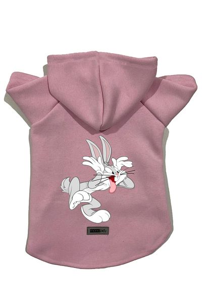 Monopetz Hooded Fleece Sweatshirt Dog And Cat Outfit & Dress - Pink Bugs Bunny