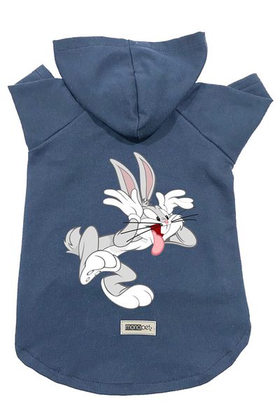 Monopetz Hooded Fleece Sweatshirt Dog And Cat Outfit & Dress - Navy Blue Bugs Bunny