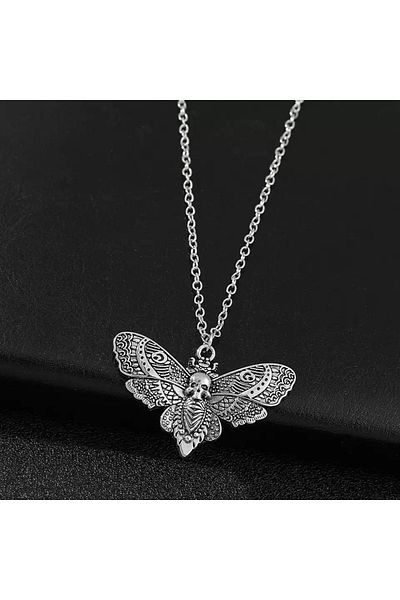 Köstebek Harajuku Fashion Gothic Punk Skull Moth Necklace
