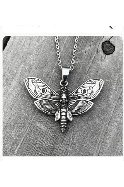 Köstebek Harajuku Fashion Dark Gothic Skeleton Skull Butterfly Moth Necklace