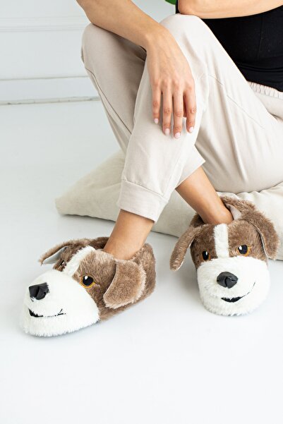 star shoes Унісекс домашні тапочки з фігуркою собаки, коричневі, плюшеві