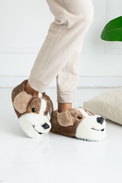 star shoes Унісекс домашні тапочки з фігуркою собаки, коричневі, плюшеві