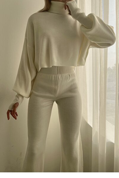 vuvutasarım Еластичний трикотажний светр з водолазкою El Gecmeli та трикотажні штани із завищеною талією 015