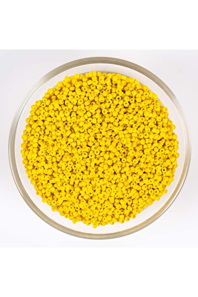 yfhobi 50 Gram - Küçük Boy Mat Kum Boncuğu, 1.5 Mm, Takı Yapım Boncuğu, Sarı Renk, K77