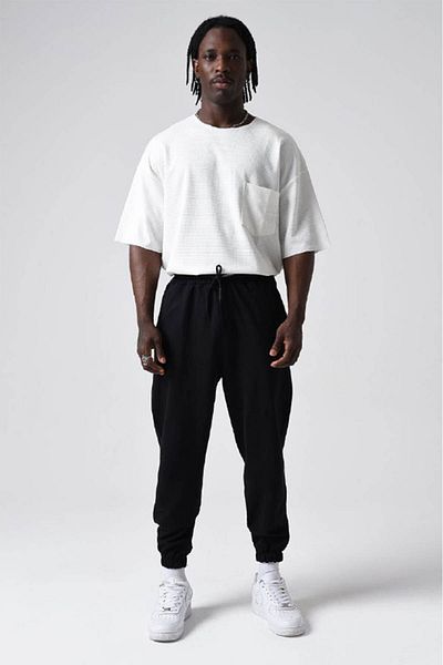 DARK AND BRIGHT Oversize Black Sweatpants Comfortable and Loose Fit Cotton Fabric