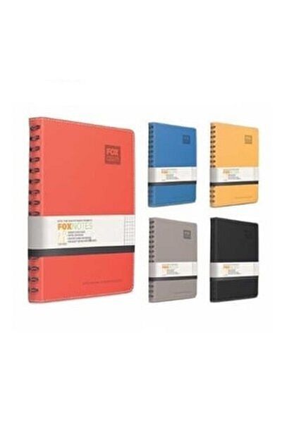 Gıpta Fox Spiral Leather Cover Notepad A5 120 Sheets Striped 6176 (mixed Color 1 Piece)