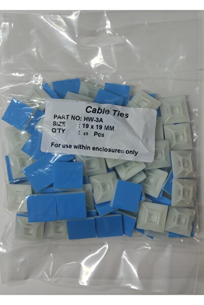 Genel Markalar Yapışkan Kroşe 19x19 (40ADET) Yapışkanlı Kablo Bağı Tutucu