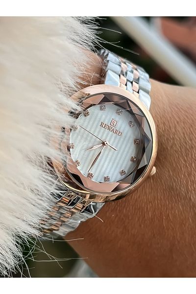 Reward Waterproof Gray Color Women's Wristwatch - 2 Years Warranty, Steel Band and Special Lock System