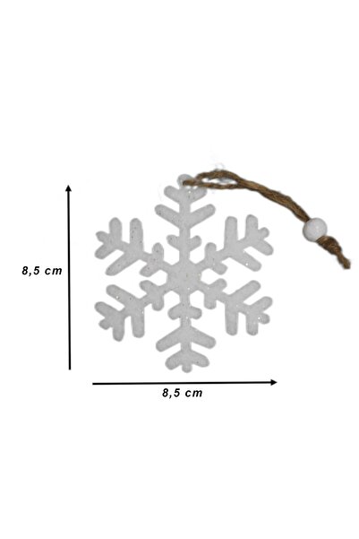 roco paper Yılbaşı Ağacı Süsleme Seti - Simli Keçe Ipli Kar Tanesi - 5 Adet 8...