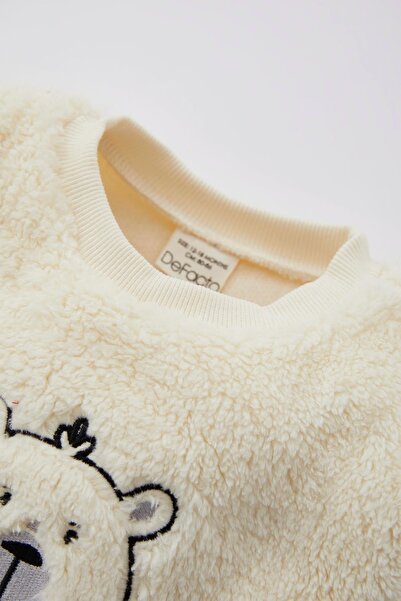 DeFacto Erkek Bebek Desenli Bisiklet Yaka Pelüş Sweatshirt
