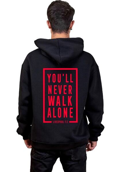 Hunors Sportswear & Company Unisex Black Liverpool Special Design Back and Front Printed Hooded Sweatshirt