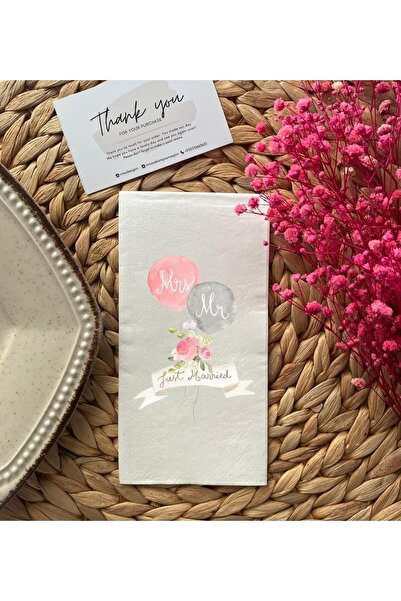 Rima Reklam مجموعة من 20 منديلًا ورقيًا فاخرًا للعرض "mr&mrs"