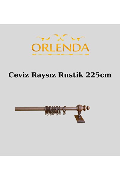 Orlenda Țeavă de Alminiu cu Cap din Lemn de Nuc Umeraș Cortina Rustic Fără șină 225 Cm