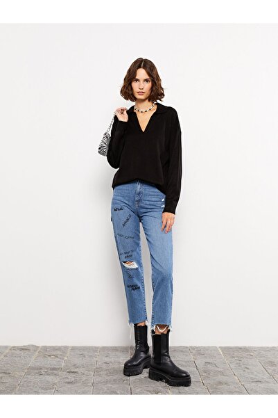 LC Waikiki Polo Neck Plain Long Sleeve Women's Knitwear Tunic