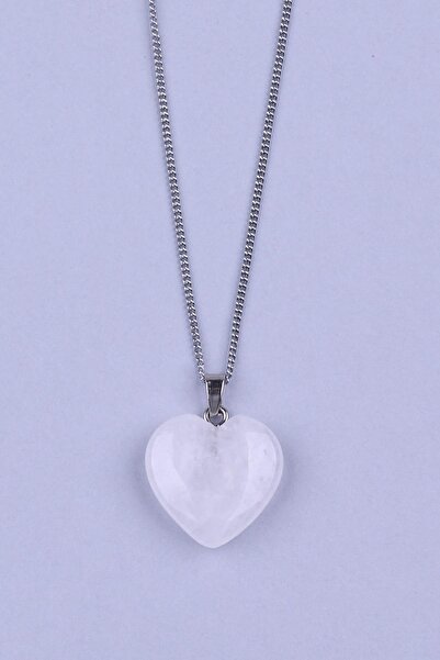 Alibaba Doğaltaş قلادة على شكل قلب من الكوارتز الكريستالي الطبيعي