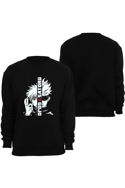 fame-stoned Jujutsu Kaisen Gojo Satoru Аниме щампован суичър с кръгло деколте