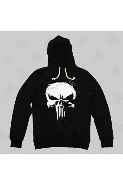 Built By Crazy The Punisher Painted Skull Logo Unisex Kapşonlu Sweatshirt