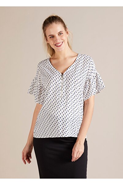GEBE Zipper Detailed Maternity Blouse Wilma