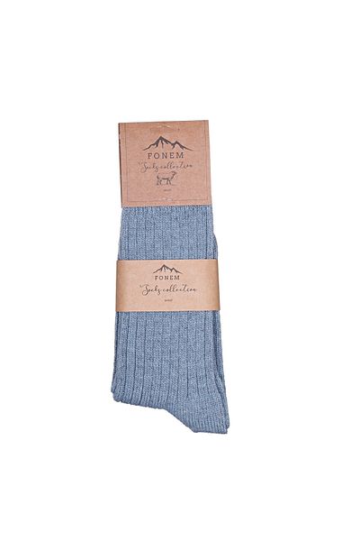Fonem Men's Derby Wool Socks Fo 8001 Blue
