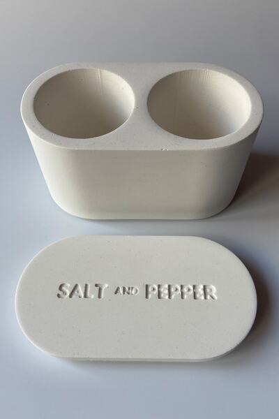 sin istanbul 2 Compartment Salt and Pepper Shakers with Lid Concrete White