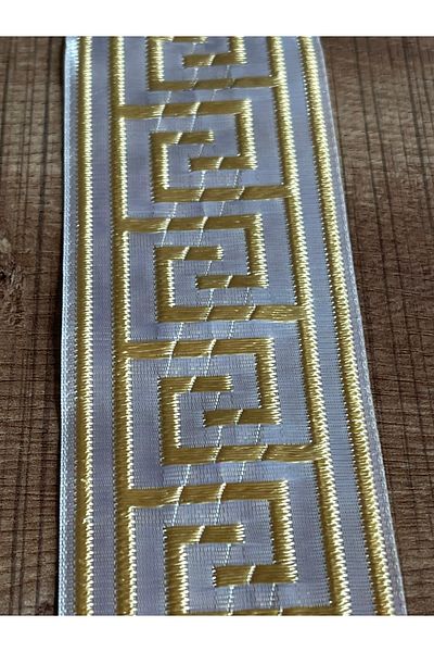 Gönülden Tasarım Gold Color Ethnic Patterned Embroidery Decorative Ribbon Width 5 Cm Length 1 Meter
