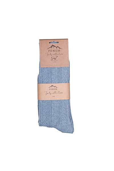 Fonem Women's Socket Seamless Wool Socks Fo 8003 Blue