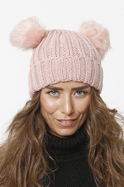 emybox قبعة محبوكة قابلة للطي مزدوجة بوم بوم نسائية شتوية ملونة