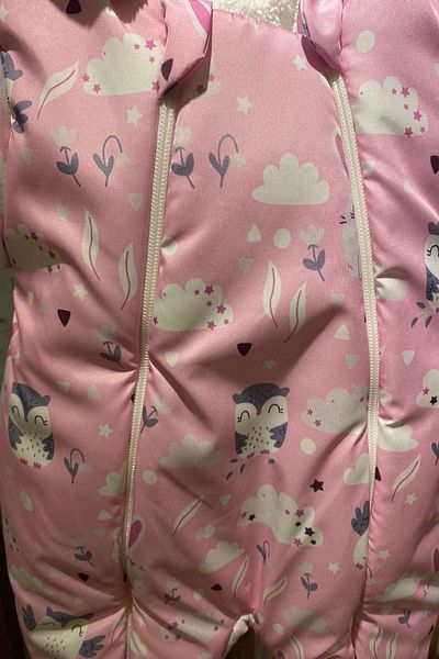 PODİUM GİYİM Cute Owl Rabbit Printed Cotton Footed Cosmonaut Jumpsuit Pink