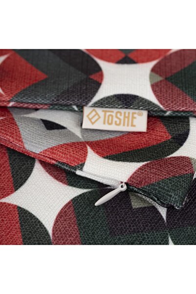 TOSHE Green-red-black Mix Single Linen Woven Throw Pillow Cover, Decorative Throw Pillow
