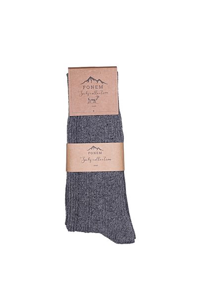 Fonem Men's Embossed Rice Patterned Socks Fo 8017 Gray