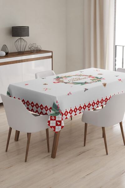 Çt Çeyizci Tekstil Față de masă cu model de Anul Nou, față de masă de Crăciun, față de masă de Crăciun cu design special digital