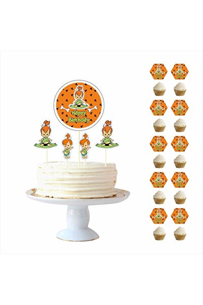 SİYAH PARTİ EVİ Çakıl Taşdevri Doğum Günü Pasta Süsü Kürdan Seti