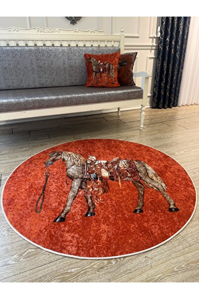 Brillant Horse At Desen Lateks Tabanyuvarlak Halı