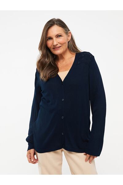 LC Waikiki V Yaka Ajurlu Uzun Kollu Kadın Triko Hırka