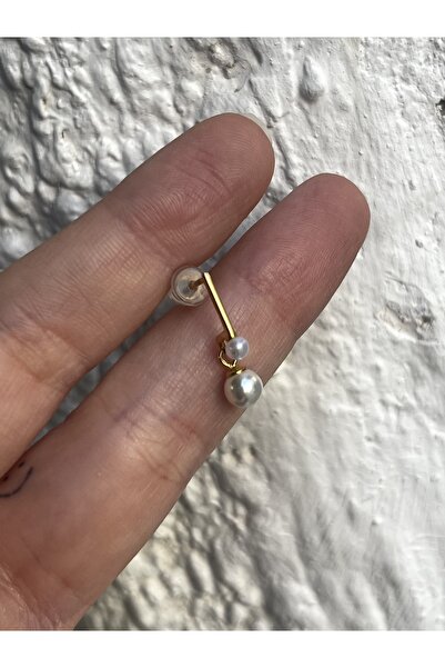 denizden silver Tekli Sallantılı Inci Gümüş Küpe - 1 Adet