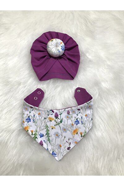 Koala Tasarım Kız Bebek Donut Bone Ve Üçgen Önlük Çiçekli