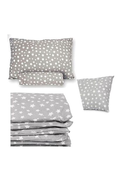 MERTİM Single Elastic Gray Star Patterned Duvet Cover Set