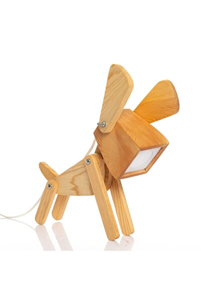 hü ma tasarım ve aksesuar Çocuk Genç Odası Için Köpek Doğal Ahşap 3d Puzzle Abajur - Masa Lambası - Gece Lambası