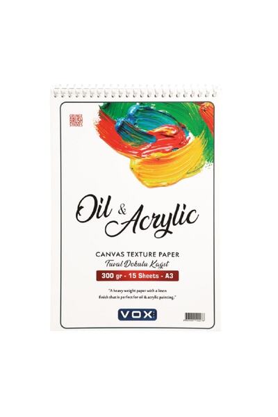VOX Art Canvas Texturat Ulei și Vopsea Acrilică Notebook A3 300gr 15 Foi