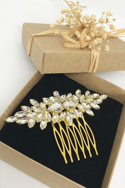 Hayalperest boncuk Gold Bridal Hair Accessory Crystal Jewelled Comb Hair Clip