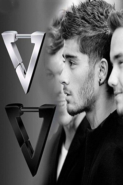 TREND COLLECTİON 2'li Üçgen Çelik Küpe Set 2 Çift Paslanmaz Küpe Kadın Erkek Unisex 316l Çelik Küpe